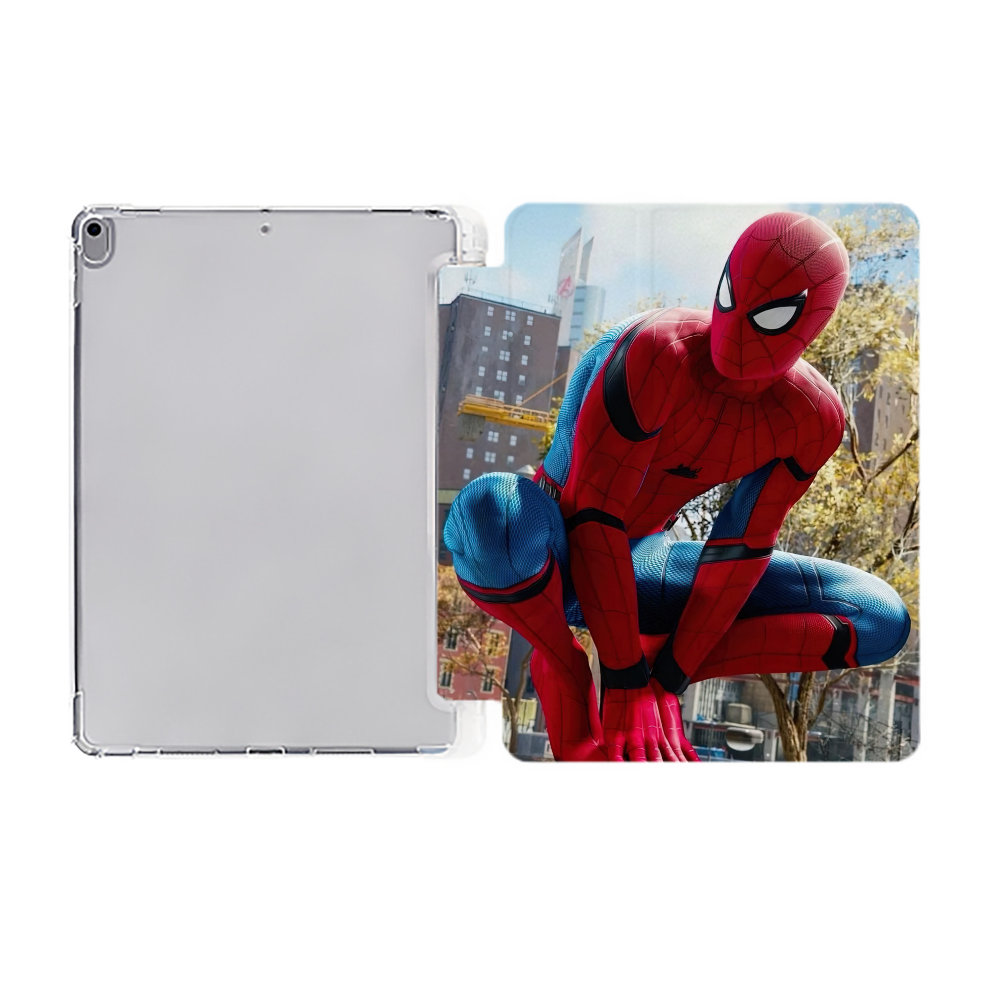 （画像用） Spider Man スパイダーマン IPad ケース ペン収納付き 三つ折りスタンド PUレザー×シリコン 対応機種9.5/10.5/10.9インチ
